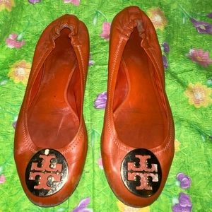 Tory Burch bright Orange & Gold Flats